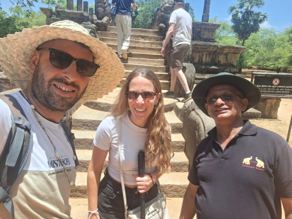 Guests with their driver at the ruins of Polonnaruwa